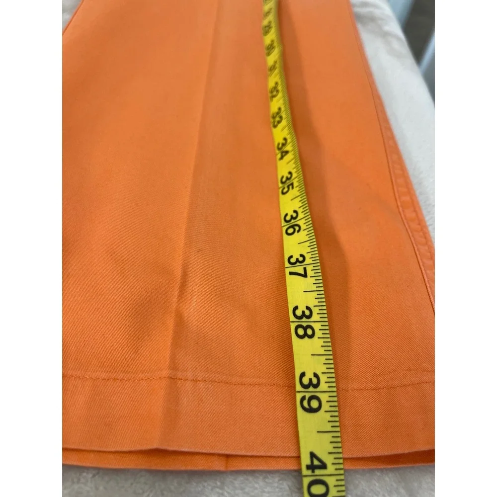 Galaxy by Harvic Mens Orange Flat Front Chino Pants Cotton Straight Leg Size 34